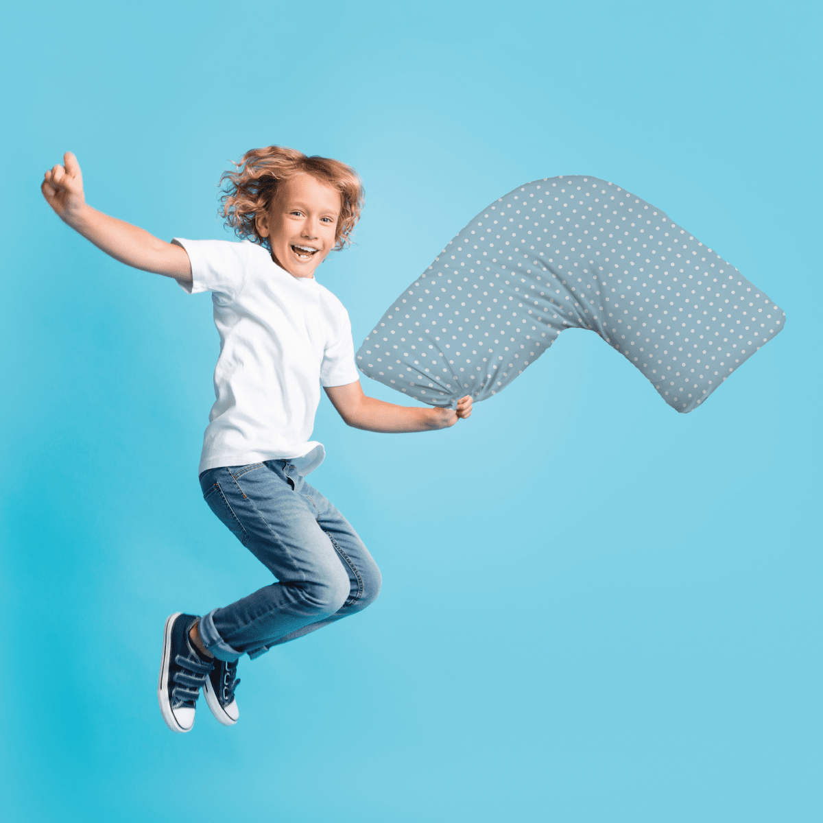 Blue Polka Dots Curved Sensory Pillowcase