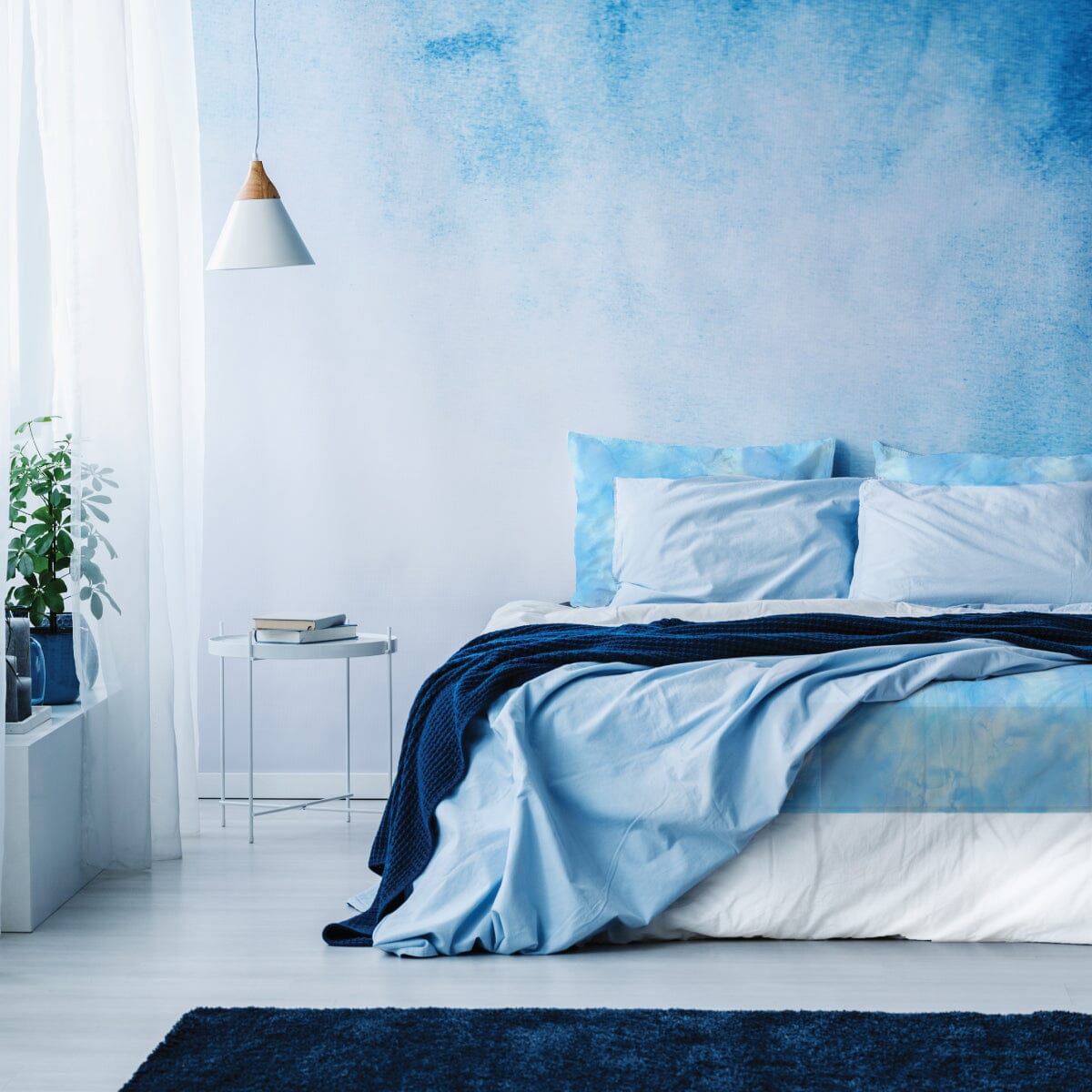 Blue Watercolour Sensory Fitted Bed Sheet Sensory Fitted Bed Sheet JettProof.com.au 