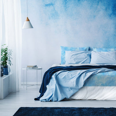 Blue Watercolour Sensory Fitted Bed Sheet Sensory Fitted Bed Sheet JettProof.com.au 