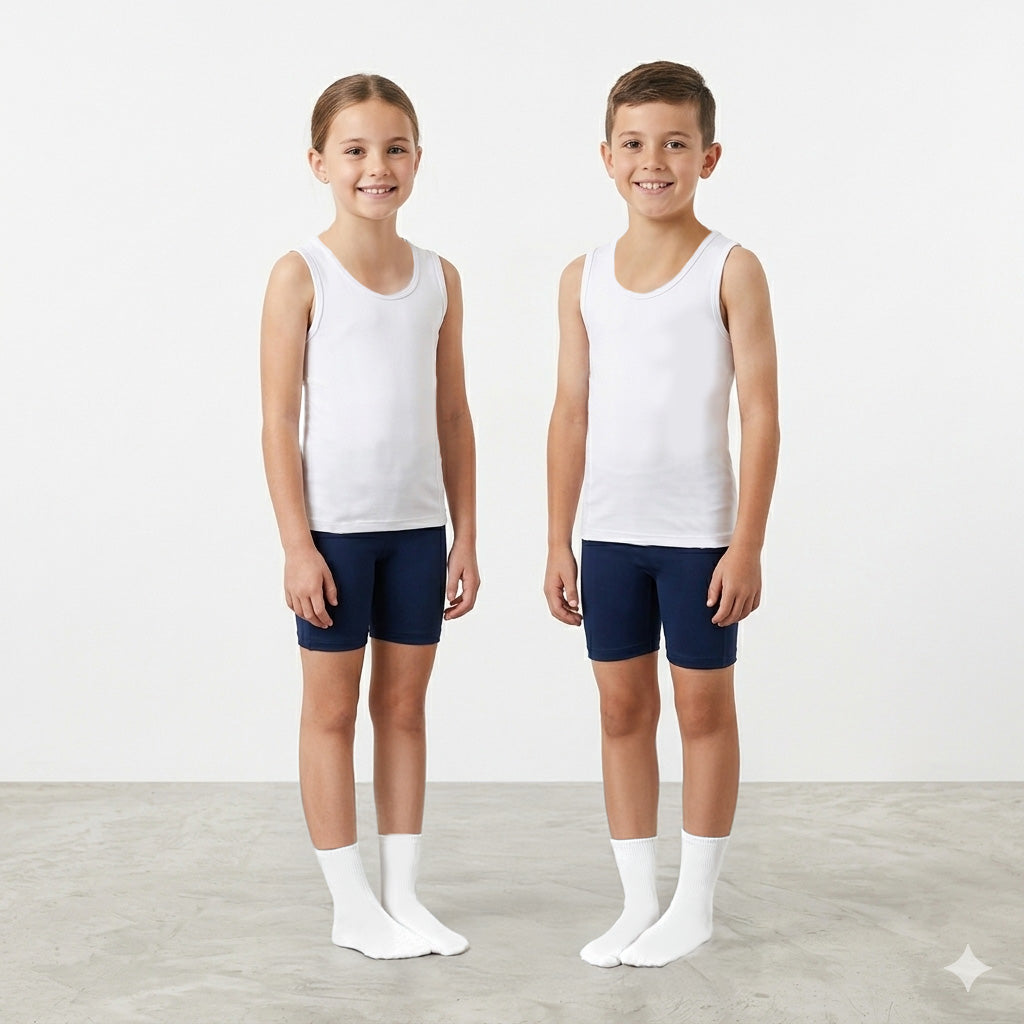 Children wearing JettProof sensory compression clothing, smiling together