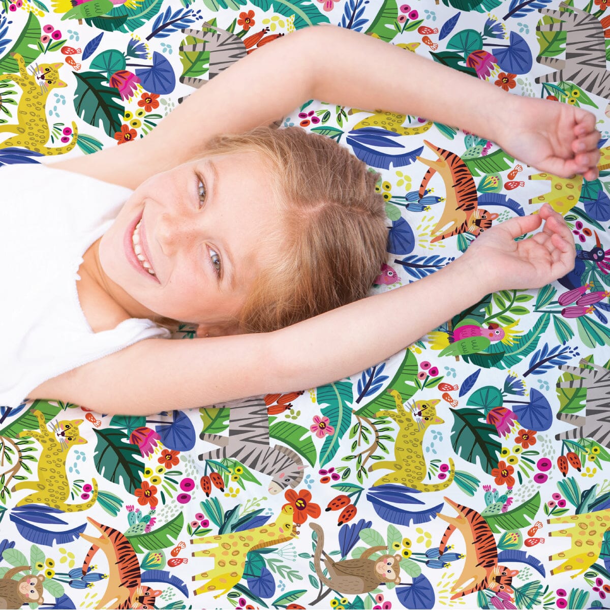 Jungle Sensory Fitted Bed Sheet Fitted Bed Sheet JettProof.com.au 