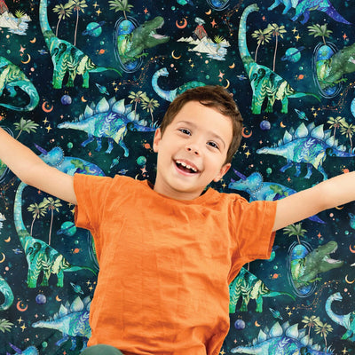Jurassic Nights Sensory Fitted Bed Sheet Fitted Bed Sheet JettProof 