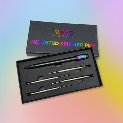 KAIKO Weighted Spinner Pen Fidget Toys JETTPROOF Calming Sensory Clothing Inspired by Jett Rainbow 