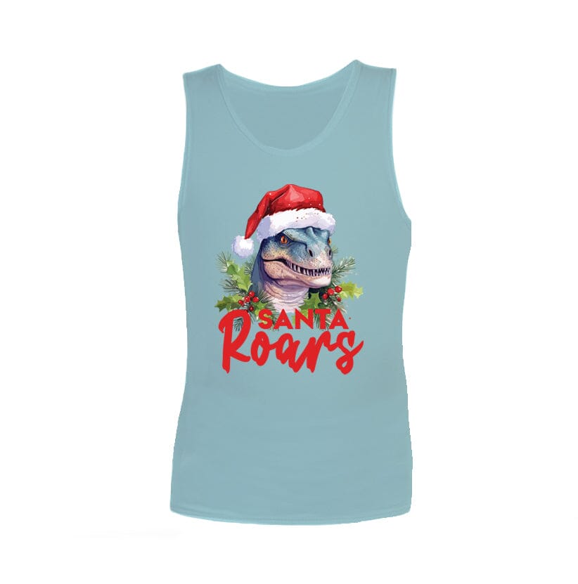 Christmas Sensory Singlet | Child | Santa Roars Shirts JettProof.com.au 1 (48 - 49cm) Sky 