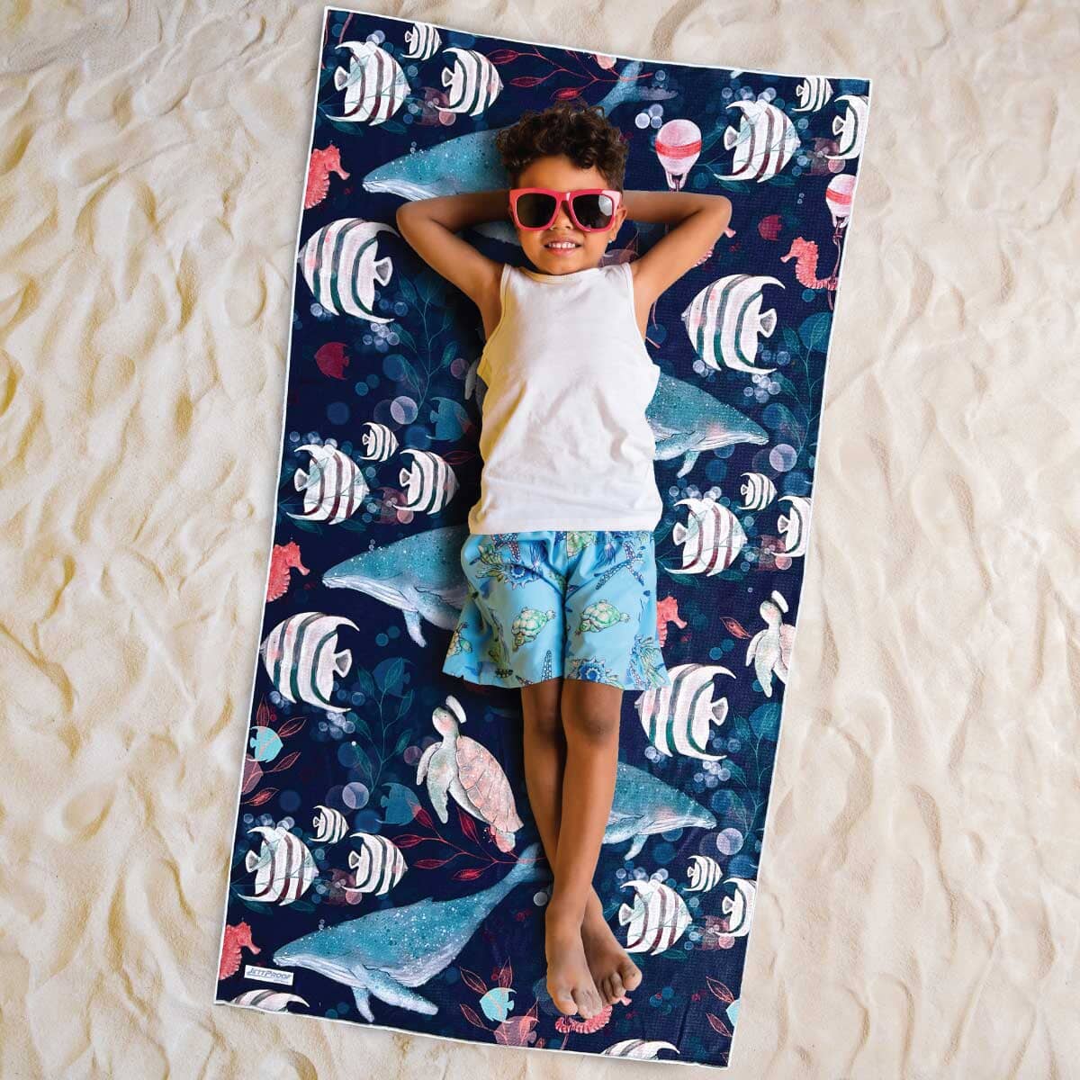 Sea Life - Kids Sand Free Beach Towel JETTPROOF Calming Sensory Clothing Inspired by Jett 