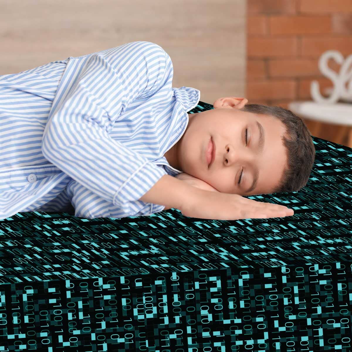 Blue Matrix Sensory Fitted Bed Sheet