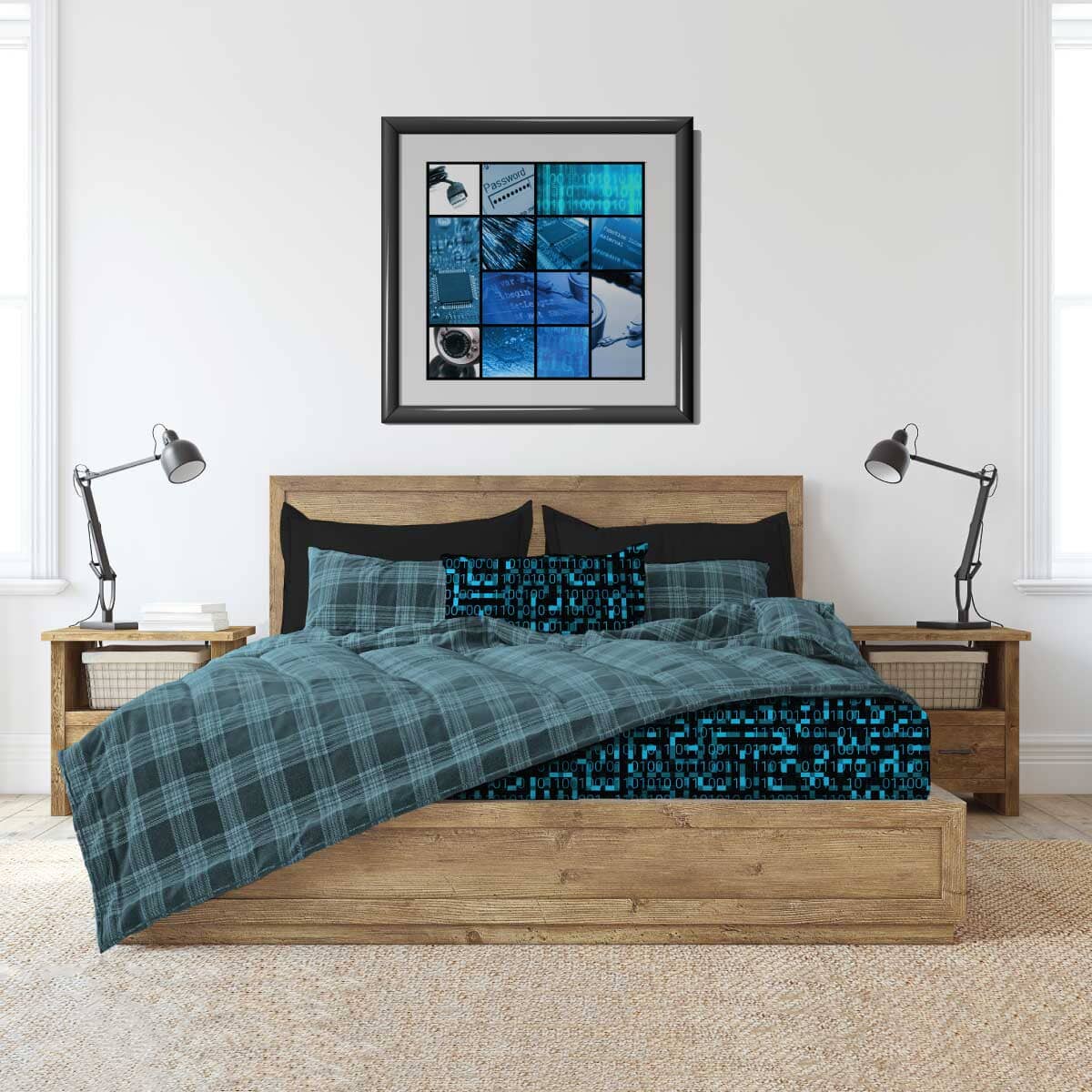 Blue Matrix Sensory Fitted Bed Sheet