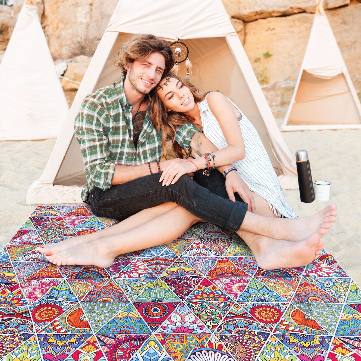 Boho - Beach Blanket Large Beach Towel JETTPROOF Calming Sensory Clothing Inspired by Jett Beach Blanket 
