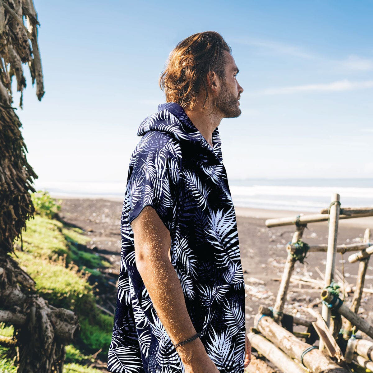 Palm Leaves - Hooded Beach Towel Poncho JETTPROOF Calming Sensory Clothing Inspired by Jett 