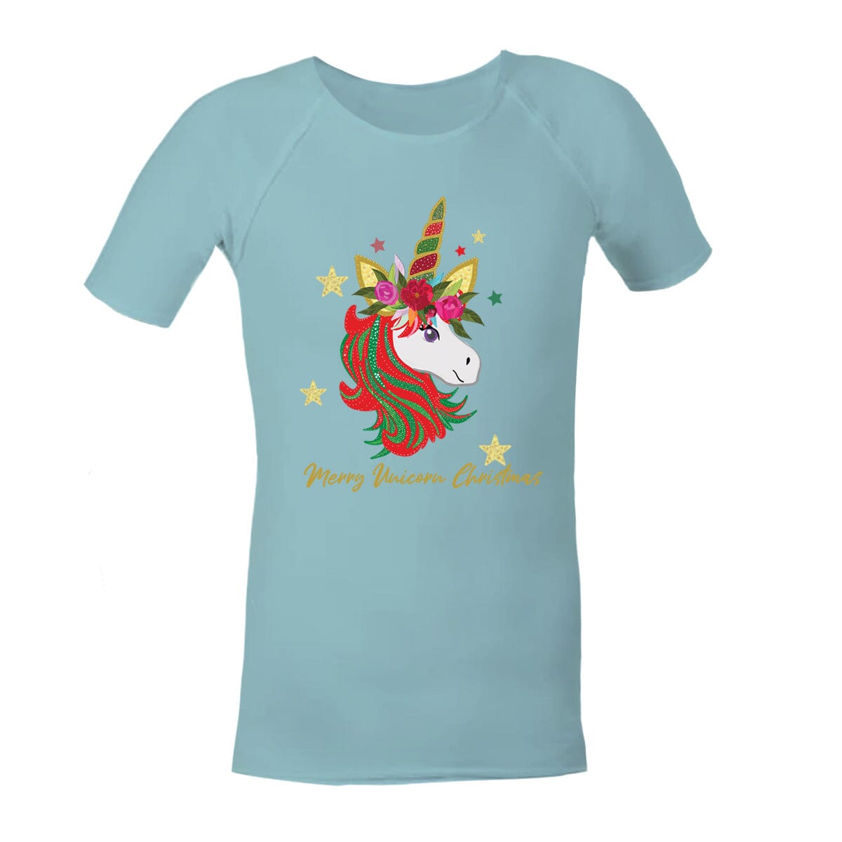 Christmas Sensory Shirt | Child | Christmas Unicorn JettProof.com.au 1 (48 - 49cm) Sky 
