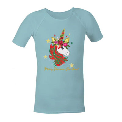 Christmas Sensory Shirt | Child | Christmas Unicorn JettProof.com.au 1 (48 - 49cm) Sky 