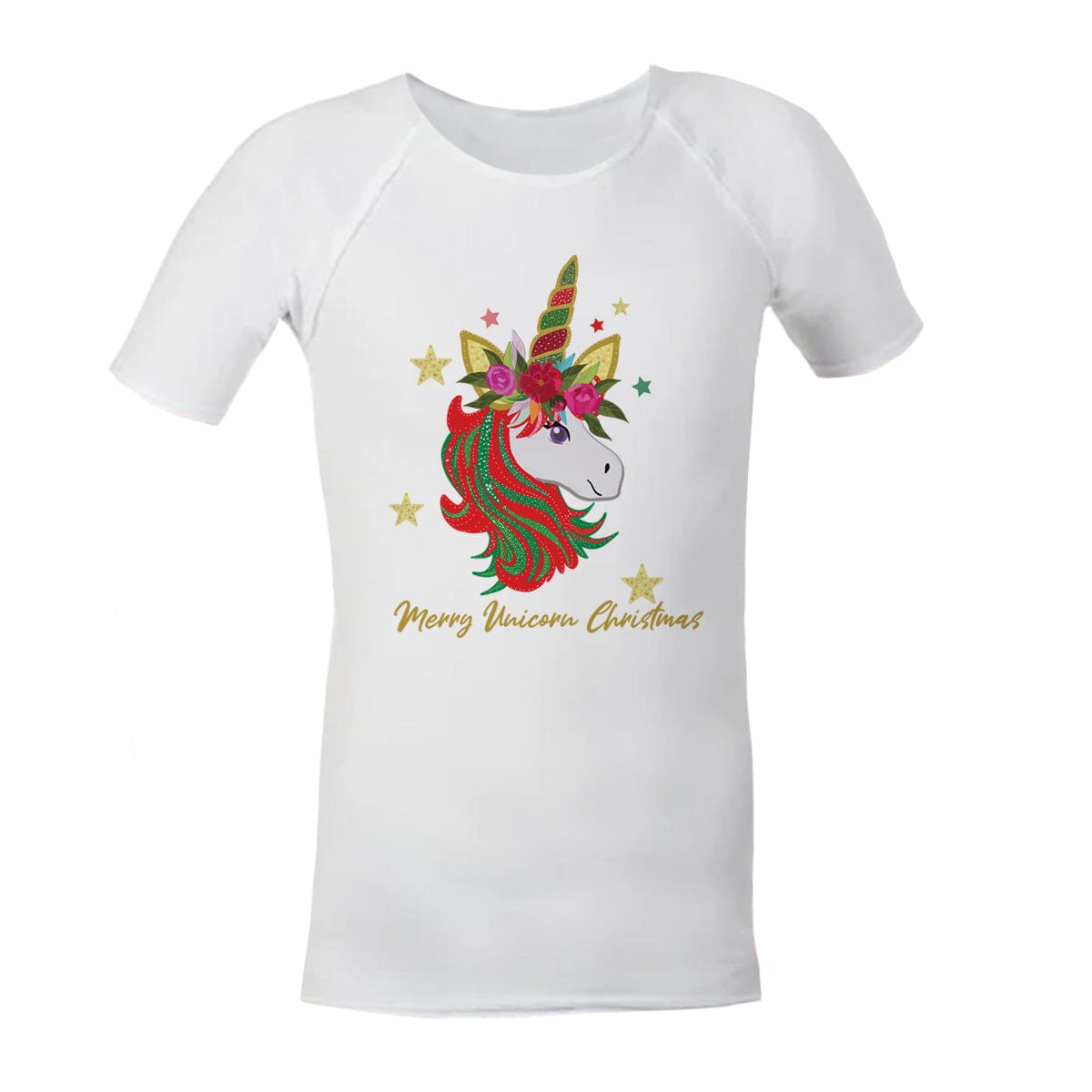 Christmas Sensory Shirt | Child | Christmas Unicorn JettProof.com.au 1 (48 - 49cm) White 