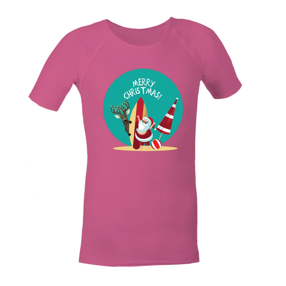 Christmas Sensory Shirt | Child | Summer Santa JettProof.com.au 1 (48 - 49cm) Pink 