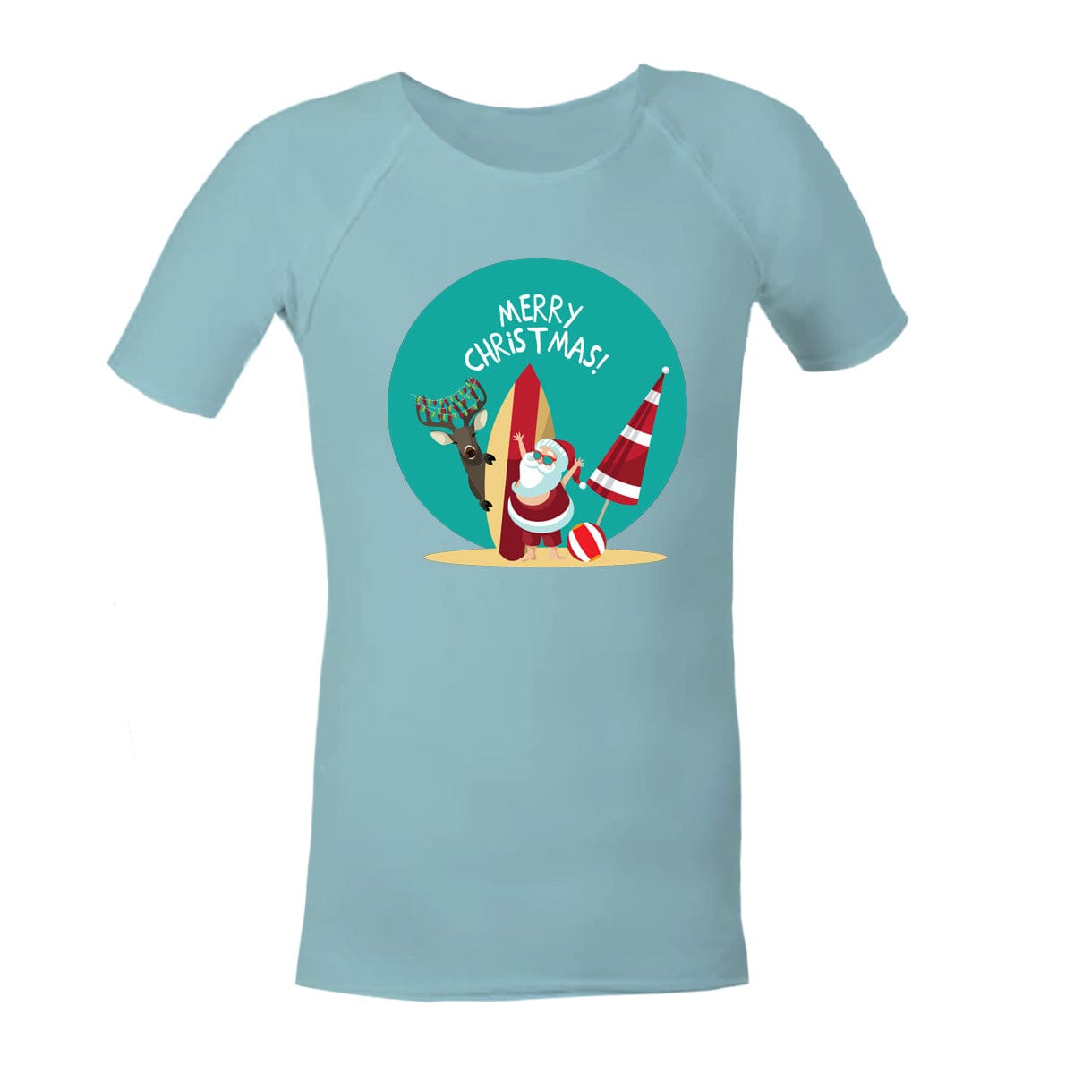 Christmas Sensory Shirt | Child | Summer Santa JettProof.com.au 1 (48 - 49cm) Sky 