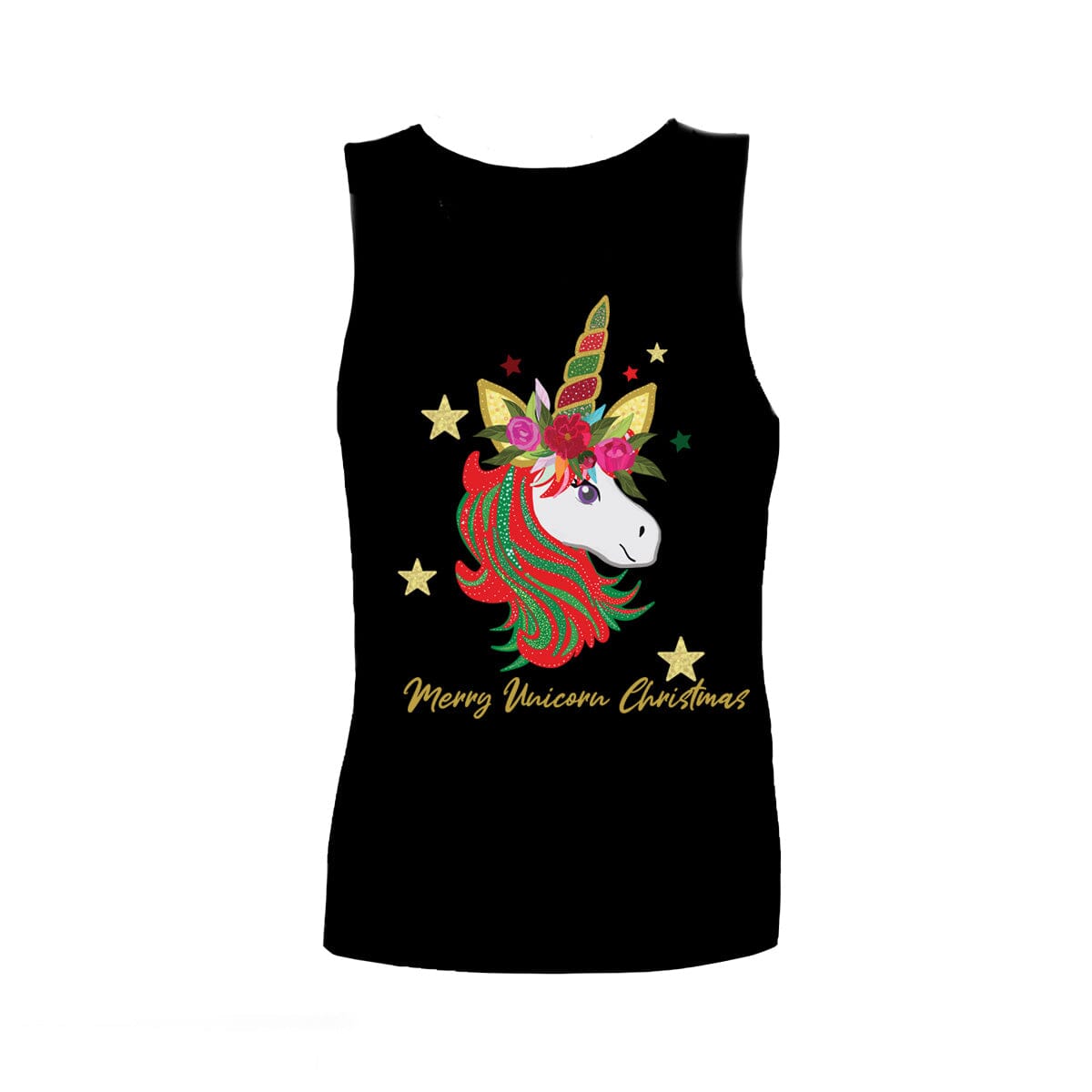 Christmas Sensory Singlet | Child | Christmas Unicorn Shirts JettProof.com.au 1 (48 - 49cm) Black 