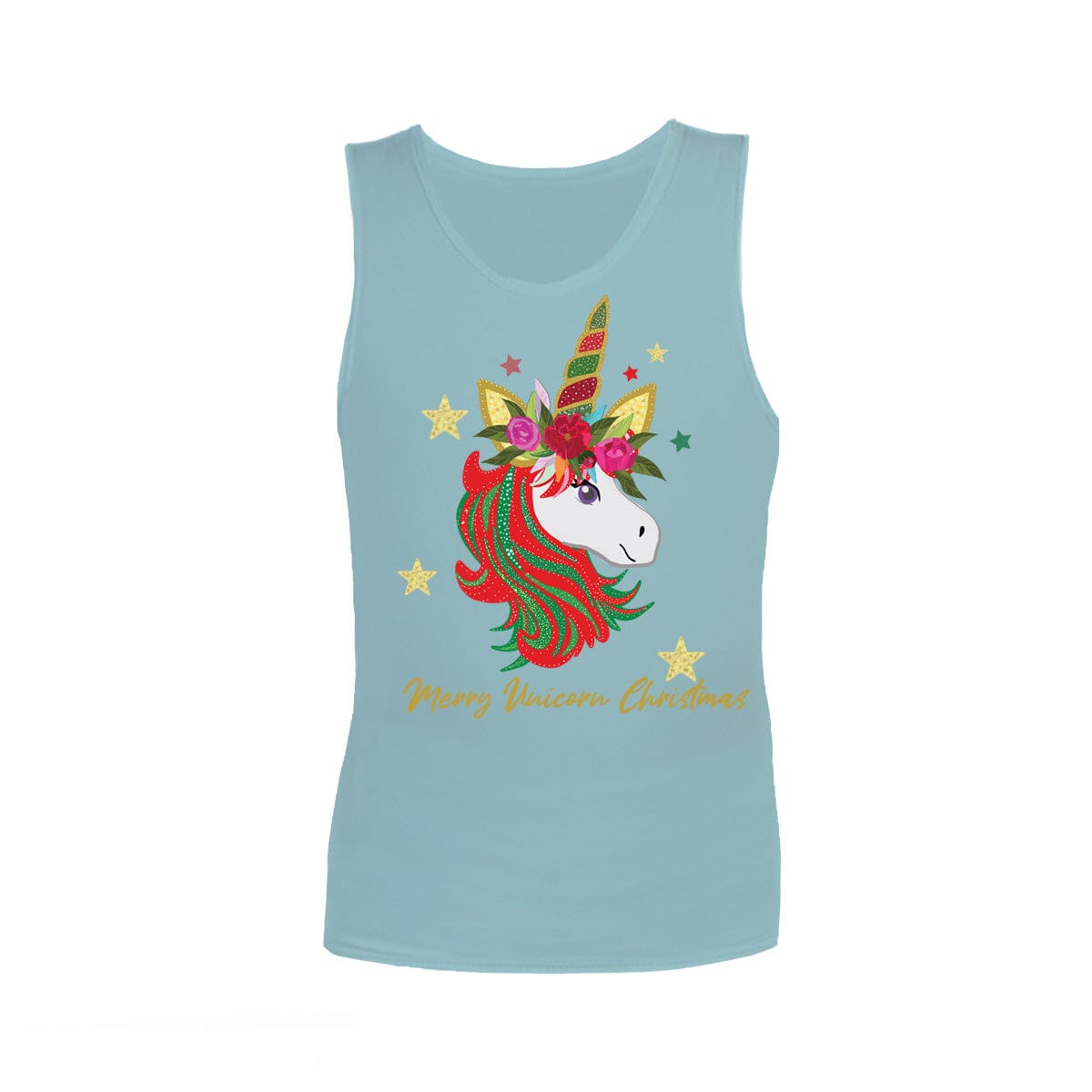 Christmas Sensory Singlet | Child | Christmas Unicorn Shirts JettProof.com.au 1 (48 - 49cm) Sky 