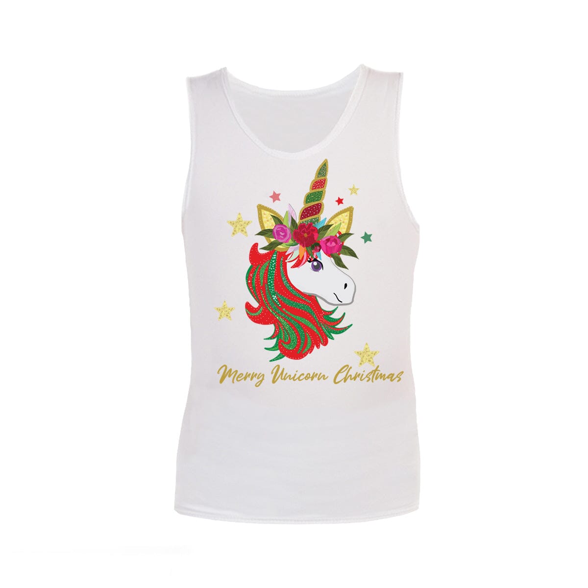 Christmas Sensory Singlet | Child | Christmas Unicorn Shirts JettProof.com.au 1 (48 - 49cm) White 