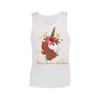 Christmas Sensory Singlet | Child | Christmas Unicorn Shirts JettProof.com.au 1 (48 - 49cm) White 