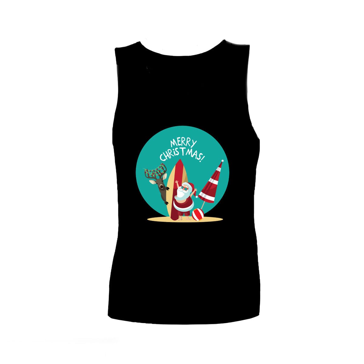 Christmas Sensory Singlet | Child | Summer Santa Shirts JettProof.com.au 1 (48 - 49cm) Black 