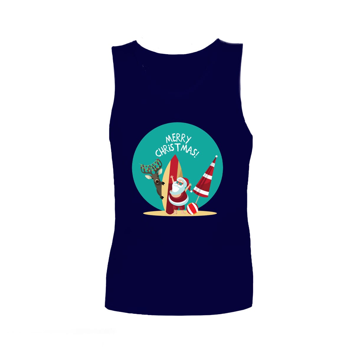Christmas Sensory Singlet | Adult | Summer Santa Shirts JettProof.com.au 4XS (70 - 74cm) Navy 