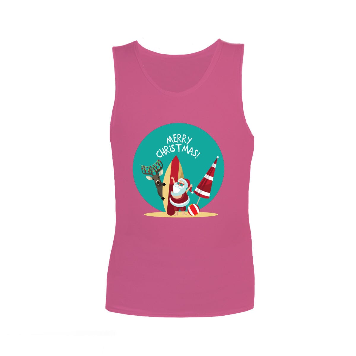Christmas Sensory Singlet | Child | Summer Santa Shirts JettProof.com.au 1 (48 - 49cm) Pink 