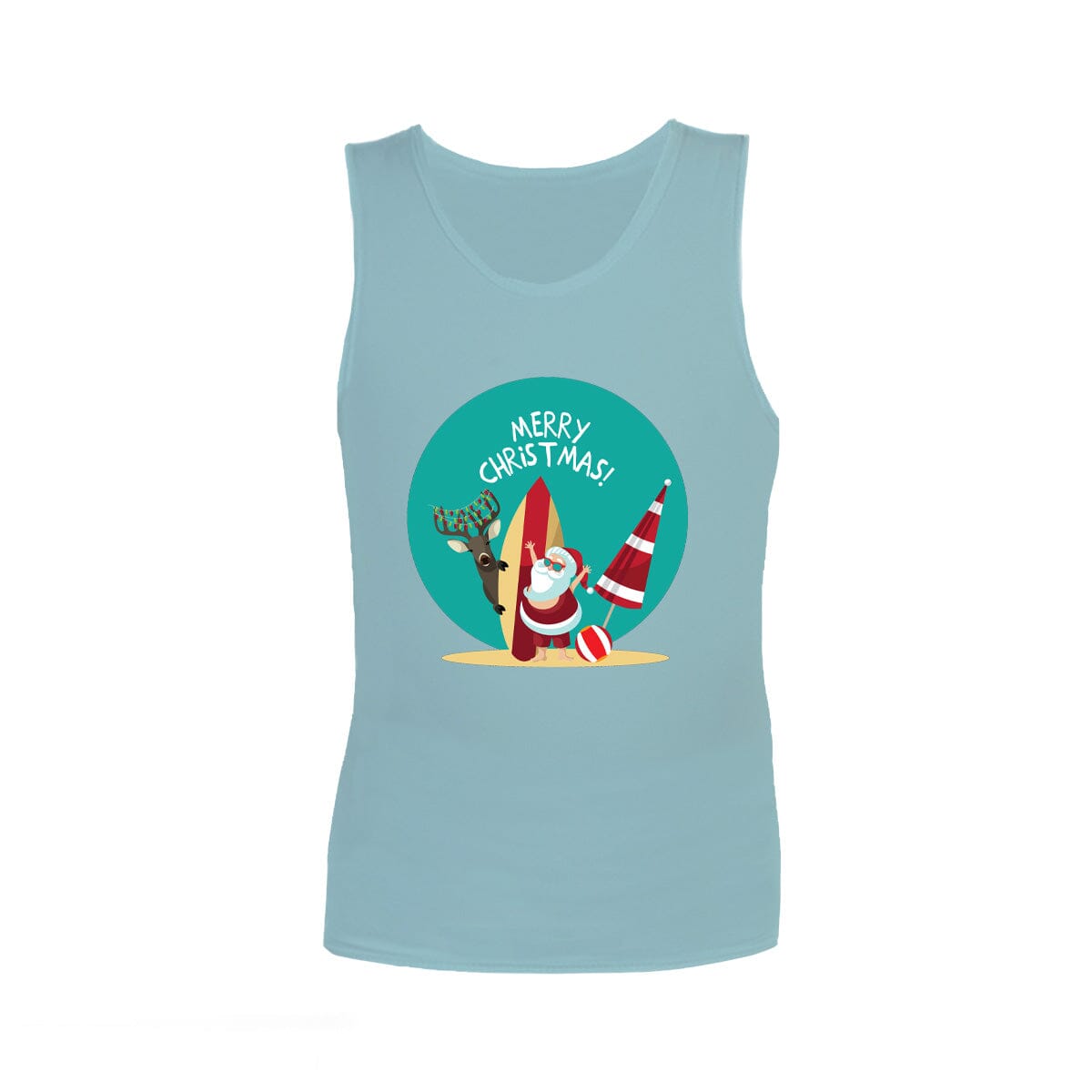 Christmas Sensory Singlet | Child | Summer Santa Shirts JettProof.com.au 1 (48 - 49cm) Sky 