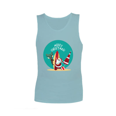 Christmas Sensory Singlet | Child | Summer Santa Shirts JettProof.com.au 1 (48 - 49cm) Sky 