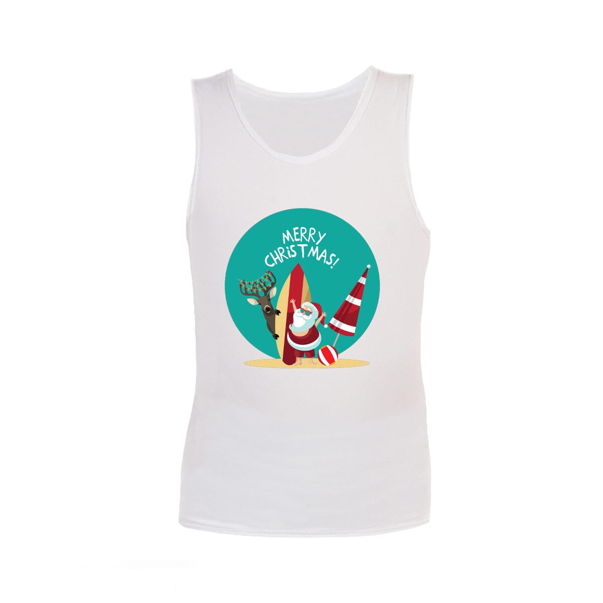 Christmas Sensory Singlet | Child | Summer Santa Shirts JettProof.com.au 1 (48 - 49cm) White 