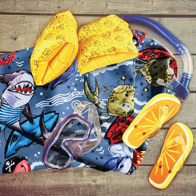 Sharks And Friends - Kids Sand Free Beach Towel JETTPROOF Calming Sensory Clothing Inspired by Jett 