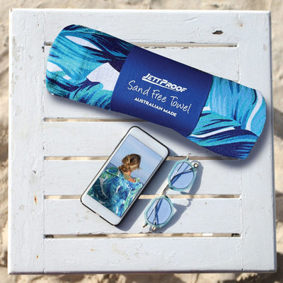 Summer Leaves - Beach Blanket Large Beach Towel JETTPROOF Calming Sensory Clothing Inspired by Jett 