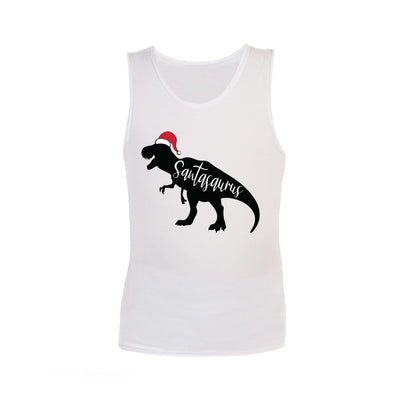 Christmas Sensory Singlet | Adult | T-Rex Saurus Shirts JettProof.com.au 4XS (70 - 74cm) White 