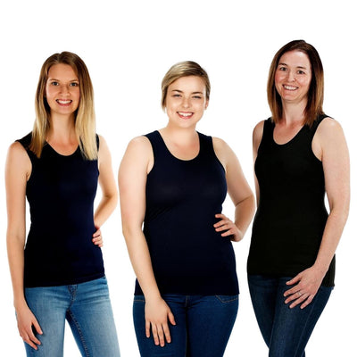Sensory Singlets 3 Pack | Women Deals JettProof.com.au Black 4XS (70 - 74cm) 
